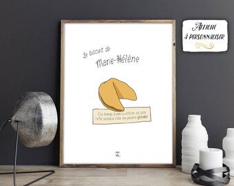 Customized downloadable print "biscuit of..."-fortune cookie, text and name, personalized gift, good fortune