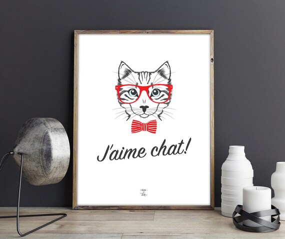 Affiche A Telecharger J Aime Chat Chat Etsy