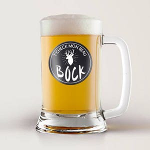Beer bock tights "t'check my beautiful bock" - Gift idea, gift for men, sticker, beer lover, round 3 inches, deer