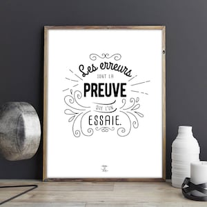 Downloadable poster "Mistakes are the proof..." - Quote, inspirational phrase, motivational, decoration, gift for teacher, Vintage