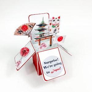 Japan travel reveal pop up card, pop up card Japan, travel reveal card, Japan travel surprise, Japan travel card