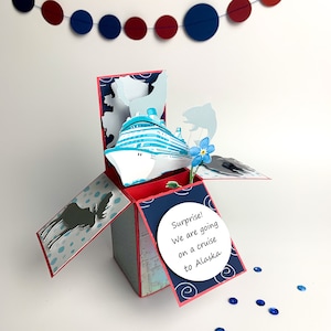 Vacation Surprise Alaska Cruise Card, Surprise Gift Box Vacation, Pop Up Vacation Reveal, Surprise Trip Alaska, Travel Announcement, Alaska