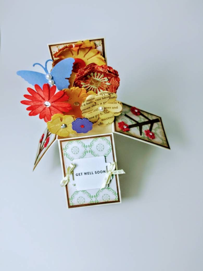 Get Well Soon Card Pop up Card Paper Flowers Card Best - Etsy UK