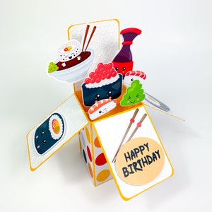 Sushi lovers birthday card, sushi card, kawaii sushi card, birthday card sushi, decorated card sushi, best friend birthday, japanese food