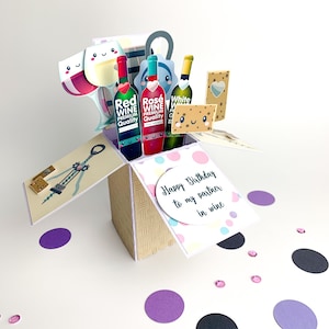 Birthday Card for Best Friend, Wine Lover Birthday Card, 3D Card Birthday, Partner in Wine Birthday Card, Gift for Her
