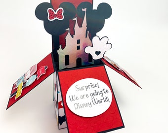 Disney World Travel reveal card, 3D card, travel surprise card, Amusement Park travel reveal, castle card, magic place card, Disney travel