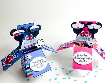 Tarjeta sorpresa de crucero de Disney, regalo de revelación de crucero, anuncio de vacaciones, revelación de aventura náutica, sorpresa de crucero, crucero familiar de Disney
