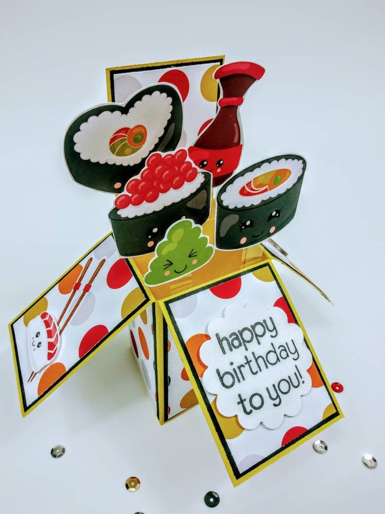 Sushi lovers birthday card sushi card kawaii sushi card | Etsy