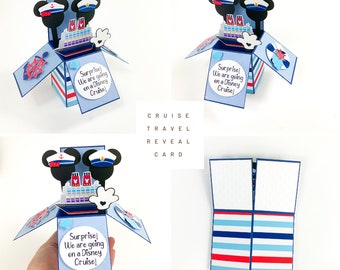 Cruise travel reveal card, 3D  travel reveal, surprise card 3D, mickey cruise card, mickey cruise surprise