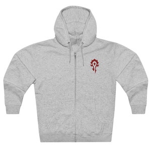 Símbolo da Horda WoW, frontal, vermelho – moletom unissex com zíper