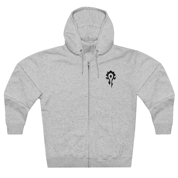 WoW Horde Symbol, Front, Black Unisex Zip Hoodie