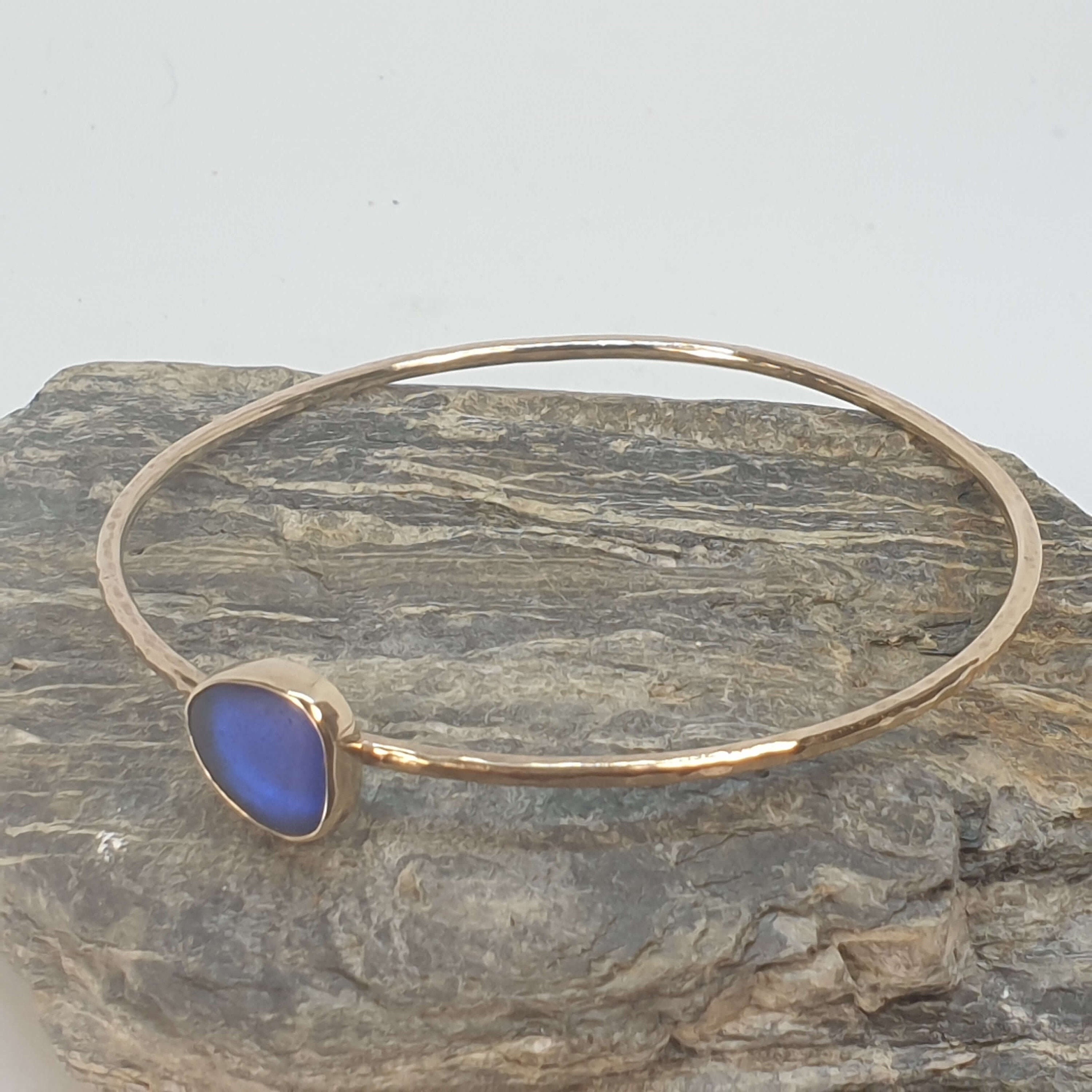 Cornish Jewellery 9 Carat Gold Sea Glass Bangle Fully  Etsy