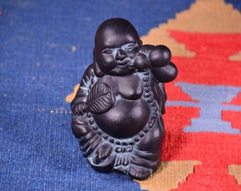 Vintage Seated Laughing Buddha Statue,Vintage Buddha Figurine,Old Buddha Sculpture,Housewarming Gift