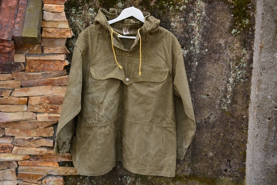 Vintage Military Canvas Anorak,Green Canvas Jacket
