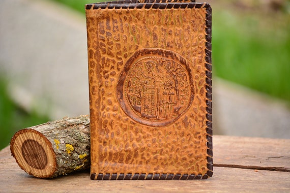 Bucheinband Vintage Leder Bucheinband Gepragtem Leder Buch Etsy