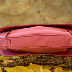 Vintage Pink Leather Handbag,Vintage Women Purse,Charm Leather Bag,Pink Leather Bag,Pink Leather Purse,Vintage Shoulder Bag,Gift for Her image 5
