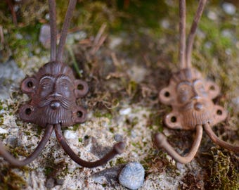 Vintage Iron Coat Hooks,Old Coat Hooks,Iron Wall Hooks,Rustic Towel Hanger,Vintage Wall Hooks,Iron Hook,Towel Hook,Set of 4 Old Metal Hooks