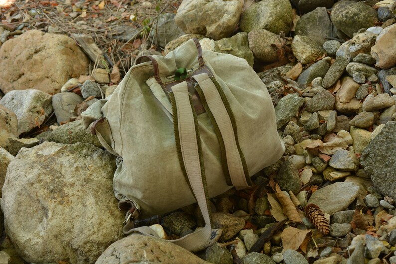 Vintage Green Canvas Backpack,Military Bag,Military Backpack,Canvas Rucksack,Large Unisex Canvas Bag,Retro Canvas Backpack,Large Canvas Bag