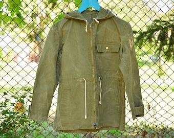 Anorak feminino de lona verde militar vintage, jaqueta de lona verde, anorak militar, anorak verde, jaqueta parka vintage, anorak turístico, jaqueta parka