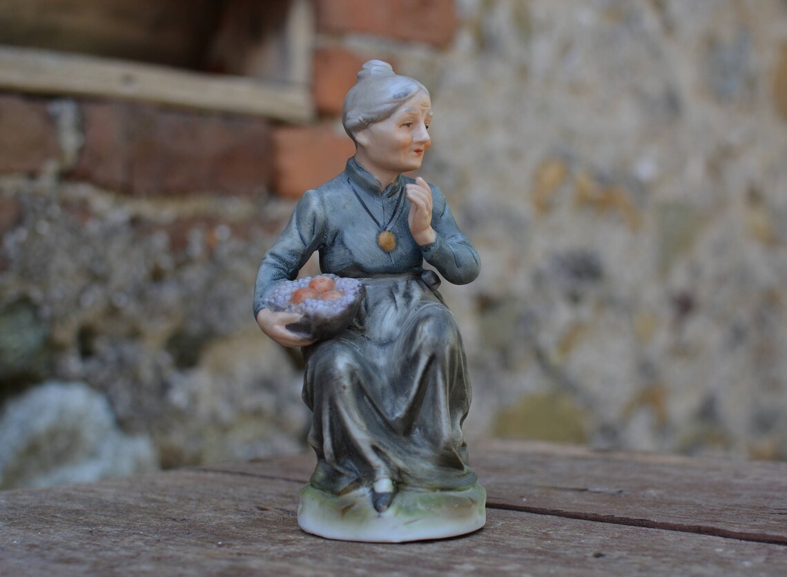 Ceramic Old Lady Statueceramic Lady Figurineold Lady Etsy