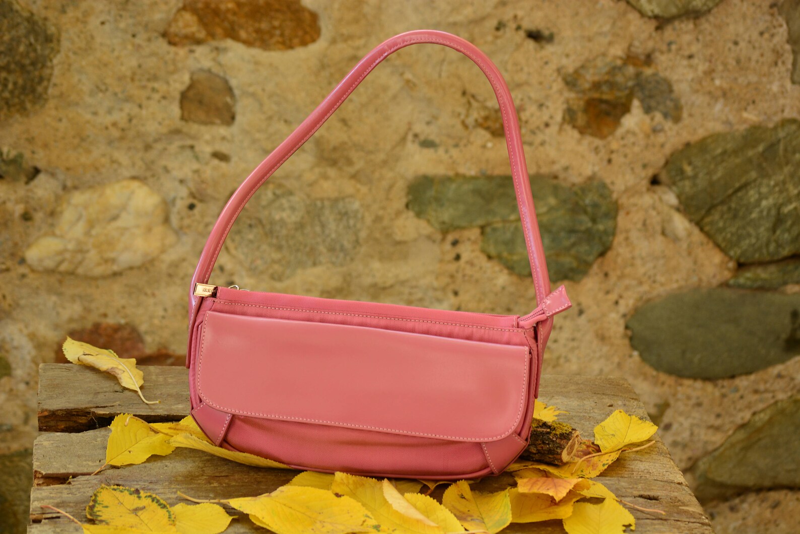 Vintage Pink Leather Handbagvintage Women Pursecharm Leather Etsy