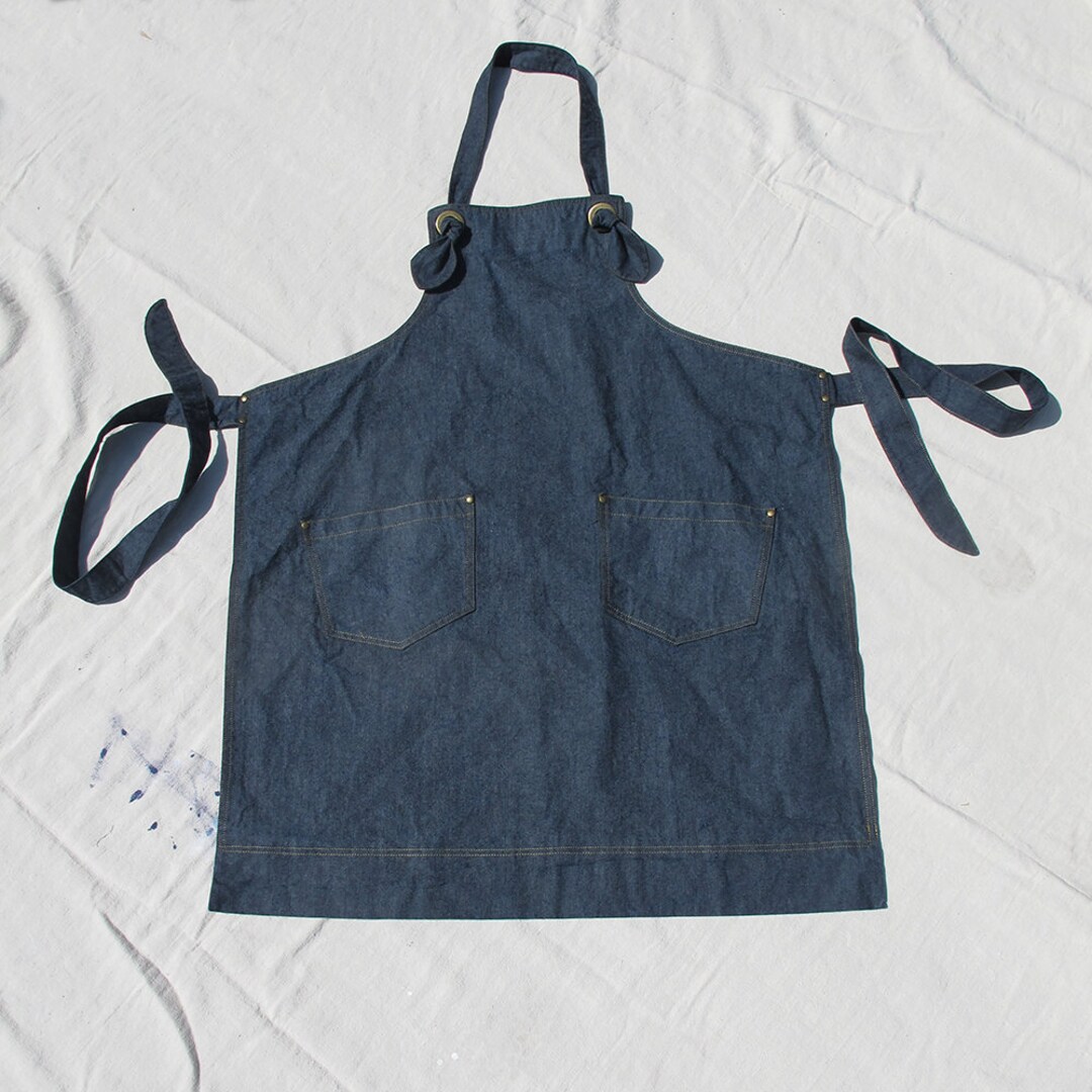 Chef/utility/artist Demin Apron With Grommet Detail Etsy