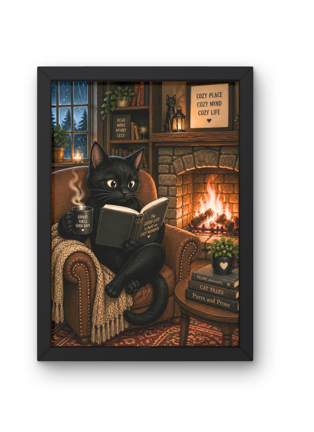 Black Cat Wall Art Set of 3 - Etsy