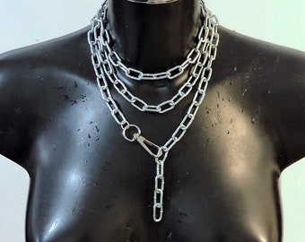 Roestvrij stalen mens womens chunky industriële keten Zilveren Links Statement Choker Ketting