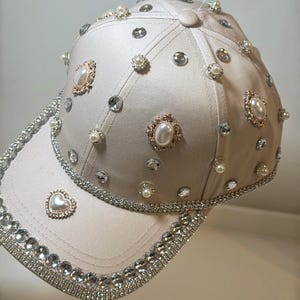 Embellished Rhinestone Baseball Cap | Pearl & Crystal Glam Hat | Sparkly Fashion Statement Cap | Luxury Bling Hat for Women