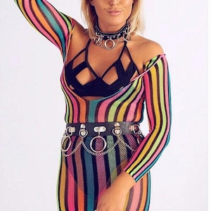 Multi Colour Fishnet Long Sleeve Top Rave Wear, Holiday Wear, Beach Wear, Beach Cover Up Festival Wear Top Gift