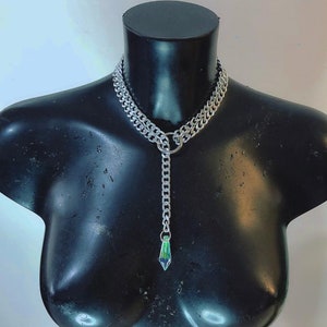 Silver Curb Multi Wrap Multi Layer Statement Choker Lariat Necklace O Ring Necklace Layered Iridescent Crystal Charm Pendant Christmas Gift