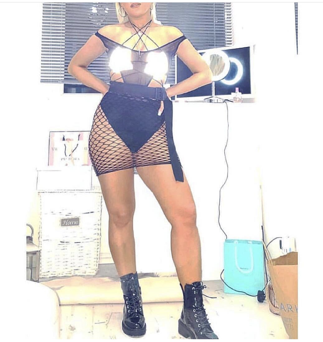 Image of Black Fishnet See Through Mesh Mini Skirt