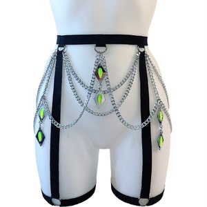 High Waist Belt Multi Chain Black Elastic Waist Leg Garter Gothic Rave Wear  Festival Wear Gothic Style EDC Gift Suspenders Neon Mirror Black - Etsy
