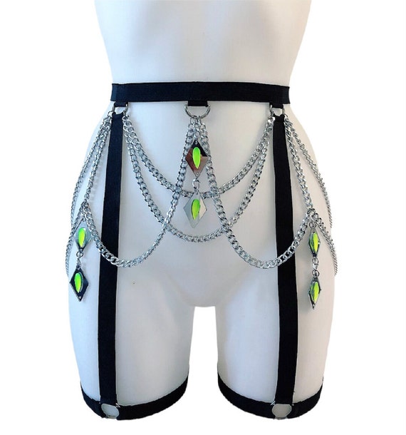 Leather Garter Belt Punk Fashion Leg Chains Leather Leg Harness & Garter  Belt Set (2 PCs) - Goth Rave Festival Thigh Chains For Women Rave Body  Harness Accessories Adjustable Leather Leg Strap