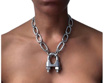 Super Chunky Heren Dames Heavy Duty RVS Grote Chunky Oversized Industriële Hanger Verklaring Choker Ketting Chainmail