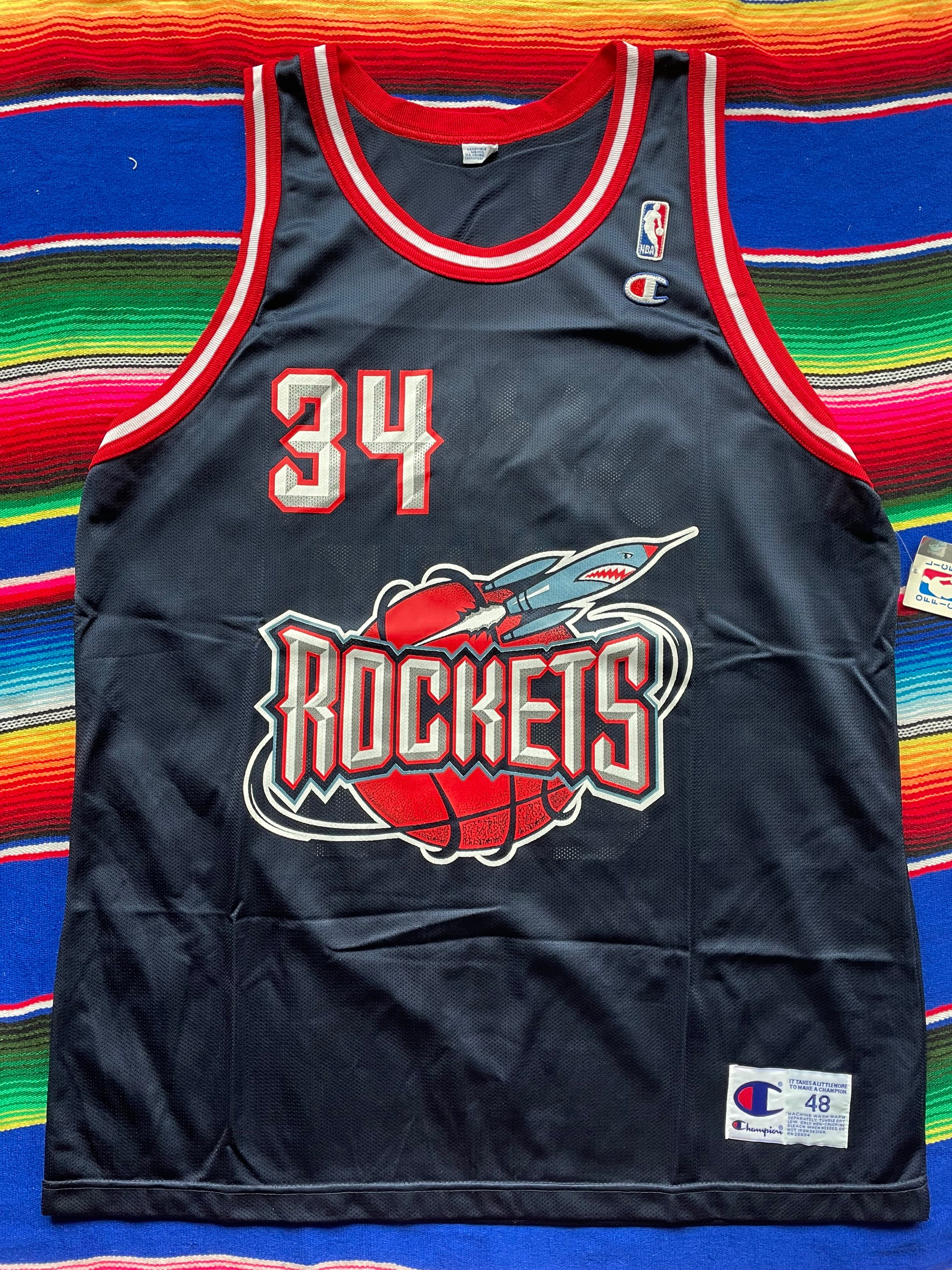 Vtg #34 HAKEEM OLAJUWON Houston Rockets NBA Champion Jersey 10-12