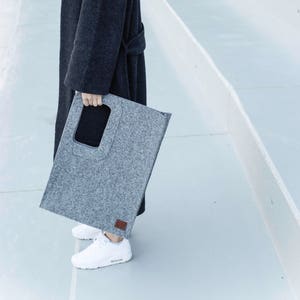 Tote Bag / Felt Tote bag / Shopper Bag / Grey Felt Tote Bag / Grey Felt Shopper / Shoulder Bag / Felt Bag / Carry All Bag / Laptop Bag image 1