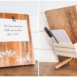 Soporte para versículos de la semana, tablero de notas, portapapeles con versículos de la semana, portapapeles de madera con versículos bíblicos semanales, decoración del hogar con versículos bíblicos