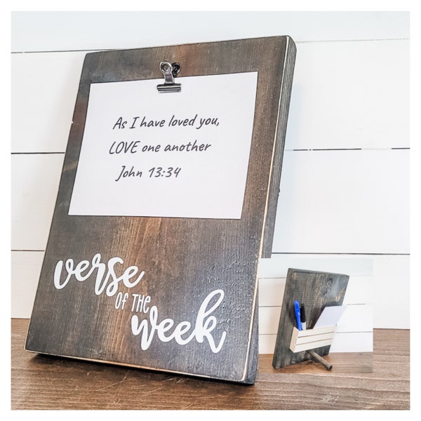 Verse of the week stand, Memo Board, Verse Of The Week Clip Board, Weekly Scripture Wood Clipboard, Bible Verse Home Decor