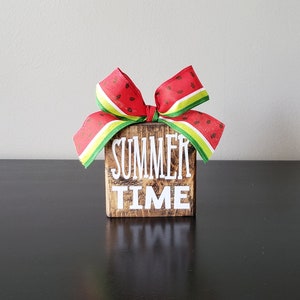 Mini Block Sign, Watermelon Sign, Farmhouse, Rustic, Shelf Sitter, Stained Wood Sign, Block Sign, Summer Time, Watermelon