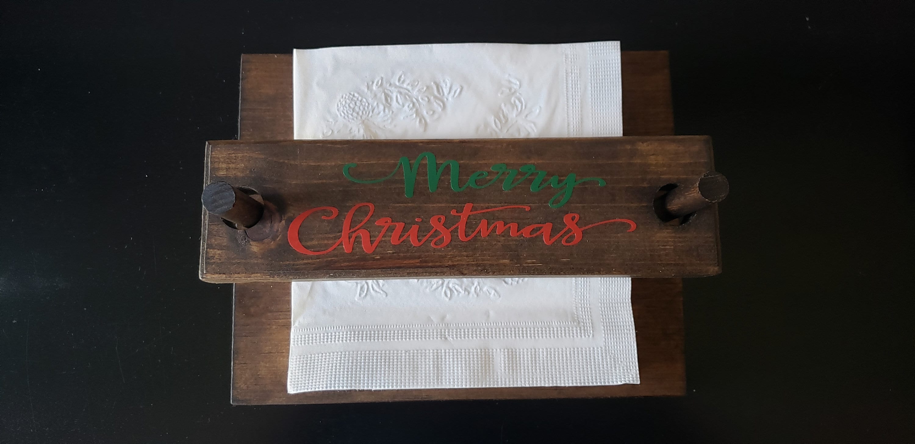 Wooden Napkin Holder Merry Christmas Etsy
