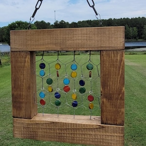 Suncatcher, Chicken Wire Suncatcher, Beaded Suncatcher, Outdoor Decor, Outdoor Suncatcher, Kitchen Decor, Chicken Wire Decor, Art Deco