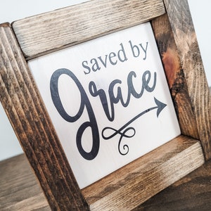 Tiered Tray Sign | Saved by Grace | Religious Decor| Gift | Tiered Tray Signs | Mini Sign | Shelf Sitter | Farmhouse Decor