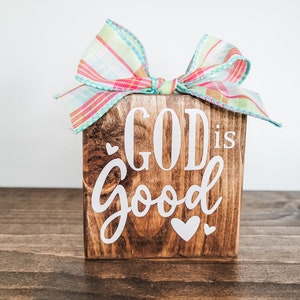 Tiered Tray Décor| God is Good| Religious Decor| Gift | Tiered Tray Signs | Mini Signs | Shelf Sitter | Farmhouse Decor