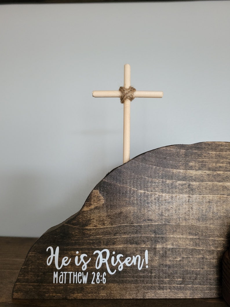 He is Risen The tomb was empty Easter Resurrection Scene Easter Decor image 3