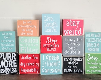 Mini Funny Signs, Humorous Signs, Small Gift, Laugh, Funny Decor
