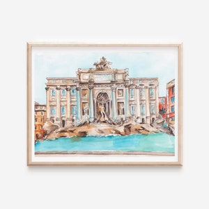 Stampa della Fontana di Trevi - Poster di Roma - Arte di viaggio in Italia - Decorazione murale di Roma - Regalo per viaggiatori - Arte di viaggio in Europa - Acquerello di Trevi