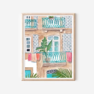 Poster di viaggio di Lisbona - Stampa artistica del Portogallo - Regali portoghesi - Stampa di Lisbona - Poster per porta - Decorazione murale Boho Chic - Botanical House Art