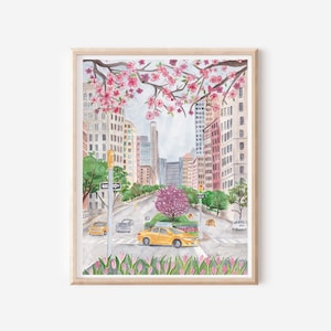 New York City Reise Kunstdruck - Manhattan Aquarell - USA Poster - NYC Wanddekoration - 5th Allee Kunst - Geschenk für Reisende - Architektur Kunst