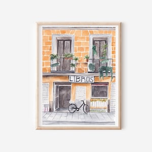 Stampa artistica di Madrid - Stampa artistica da parete in Spagna - Poster per libreria - Stampa per amanti dei libri - Decorazione da parete Boho Chic - Decorazione da parete spagnola - Arte sopra il letto